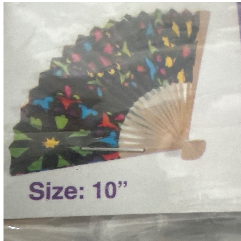 Day of the Dead Folding Fans 12 Pack Black‎ Multi Wood 10" pper bambo